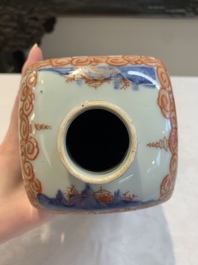 A pair of Chinese Imari-style square flasks and covers, Kangxi