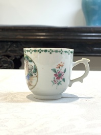 A Chinese famille rose 'Venus and Mercury' cup and saucer, Qianlong