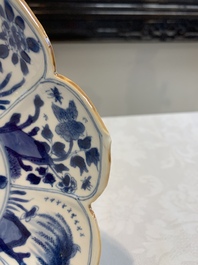 Six Chinese blue and white 'lotus' plates, Kangxi