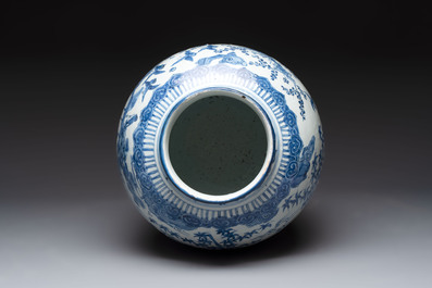 A large Chinese blue and white 'Three Friends of Winter' vase, Jiajing