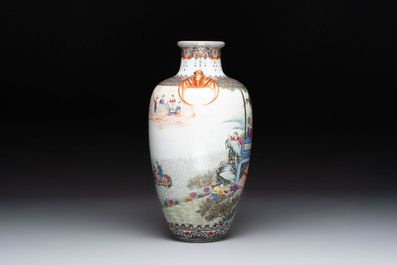 A fine Chinese famille rose vase, Qianlong mark, Republic