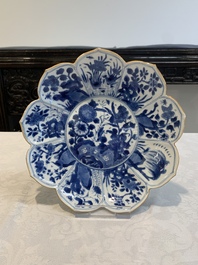 Six Chinese blue and white 'lotus' plates, Kangxi
