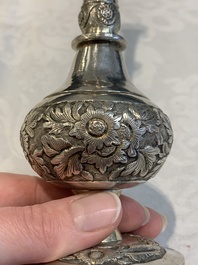 A Chinese silver rose water sprinkler for the Ottoman market, Jin Ji 覲記 mark, 18/19th C.