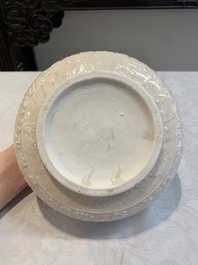 A rare Chinese Dehua blanc de Chine vase with floral design, Kangxi