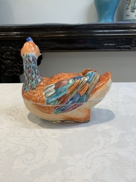 A Chinese famille rose duck-shaped tureen and cover, Qianlong