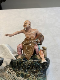 Two Chinese polychrome-glazed groups, Zeng Longsheng 曾龍升 marks, 20th C.