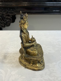 A Sino-Tibetan gilt bronze Buddha Amitayus, 18th C.