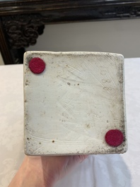 A pair of Chinese Imari-style square flasks and covers, Kangxi