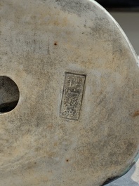 Two Chinese polychrome-glazed groups, Zeng Longsheng 曾龍升 marks, 20th C.
