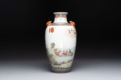 A fine Chinese famille rose vase, Qianlong mark, Republic
