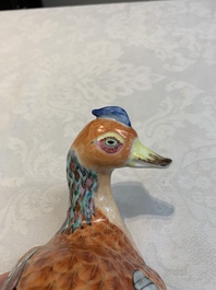 A Chinese famille rose duck-shaped tureen and cover, Qianlong