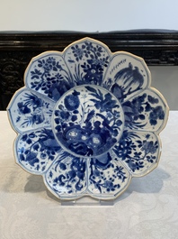 Six Chinese blue and white 'lotus' plates, Kangxi