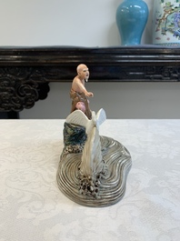 Two Chinese polychrome-glazed groups, Zeng Longsheng 曾龍升 marks, 20th C.