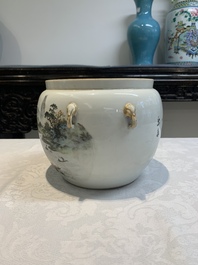 Five Chinese qianjiang cai wares , signed Wang Shaowei 王少維, Cheng Xingsheng 程興盛, Wang Xiaoting 汪小亭, 19/20th C.
