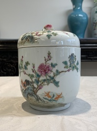 A Chinese famille rose '100 boys' covered box and a plate, Guangxu mark, Republic