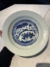 A Chinese blue and white 'deer' dish, Jiajing