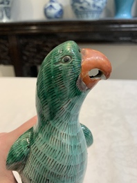 A pair of Chinese sancai-glazed parrots, 19th C.