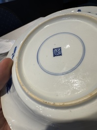 A Chinese blue and white lobed 'flower' plate and a 'phoenix and monkeys' plate, Kangxi