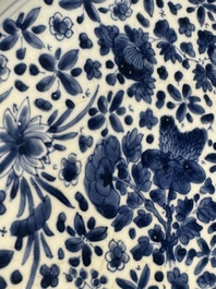 A pair of Chinese blue and white 'floral' dishes, Chenghua mark, Kangxi