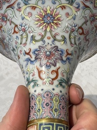 A Chinese famille rose 'bajixiang' 'gu' vase, Jiaqing mark, 19/20th C.