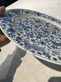 A pair of Chinese blue and white 'floral' dishes, Chenghua mark, Kangxi