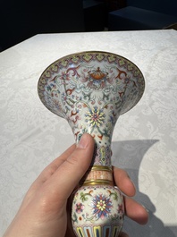 A Chinese famille rose 'bajixiang' 'gu' vase, Jiaqing mark, 19/20th C.