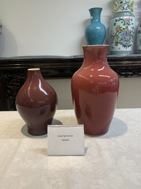 Two Chinese copper-red-glazed vases, 18th C.