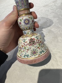 A Chinese famille rose 'bajixiang' 'gu' vase, Jiaqing mark, 19/20th C.