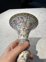A Chinese famille rose 'bajixiang' 'gu' vase, Jiaqing mark, 19/20th C.