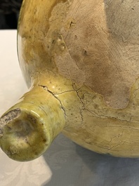 A Chinese sancai-glazed reticulated double-walled tripod censer and cover, Ming