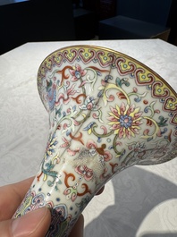 A Chinese famille rose 'bajixiang' 'gu' vase, Jiaqing mark, 19/20th C.
