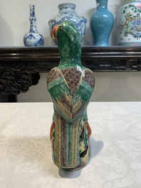 A pair of Chinese sancai-glazed parrots, 19th C.