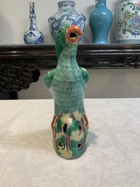 A pair of Chinese sancai-glazed parrots, 19th C.