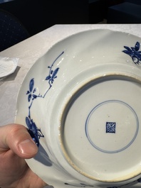 A Chinese blue and white lobed 'flower' plate and a 'phoenix and monkeys' plate, Kangxi