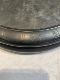 A Chinese zitan brush washer, signed Fang Ying 方膺 and Cangshan Jushi 蒼山居士, 17th C.