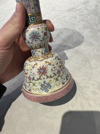 A Chinese famille rose 'bajixiang' 'gu' vase, Jiaqing mark, 19/20th C.