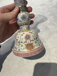 A Chinese famille rose 'bajixiang' 'gu' vase, Jiaqing mark, 19/20th C.