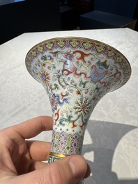 A Chinese famille rose 'bajixiang' 'gu' vase, Jiaqing mark, 19/20th C.
