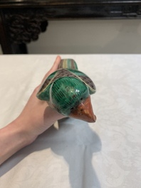 A pair of Chinese sancai-glazed parrots, 19th C.