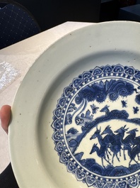 A Chinese blue and white 'deer' dish, Jiajing