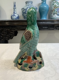 A pair of Chinese sancai-glazed parrots, 19th C.