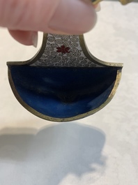 A rare Chinese cloisonn&eacute; holy water font, 19th C.