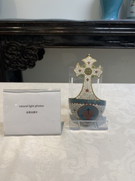 A rare Chinese cloisonn&eacute; holy water font, 19th C.