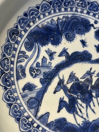 A Chinese blue and white 'deer' dish, Jiajing