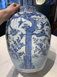 A large Chinese blue and white 'Three Friends of Winter' vase, Jiajing