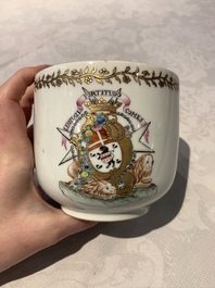 A Chinese famille rose armorial nine-piece service with the arms of Alexandre Lamotte-Barac&eacute;, Qianlong, ca. 1786-1789