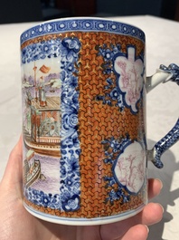 Two Chinese famille rose Canton export boat scene mugs, Qianlong