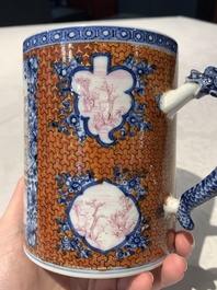 Two Chinese famille rose Canton export boat scene mugs, Qianlong