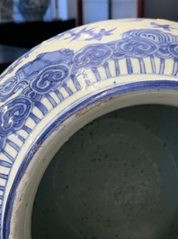 A large Chinese blue and white 'Three Friends of Winter' vase, Jiajing