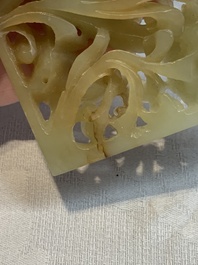 A Chinese russet jade 'dragon' plaque, 18th C.